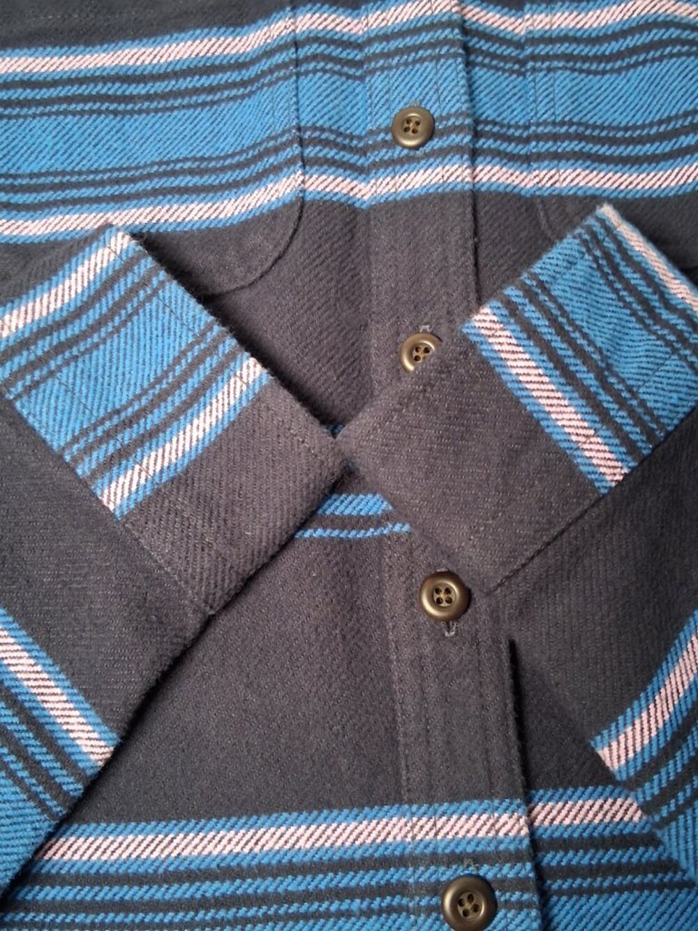 Duluth Trading Co Flannel Shirt Women XS Heritage Weight Stripe Blue Shacket New - Picture 13 of 13